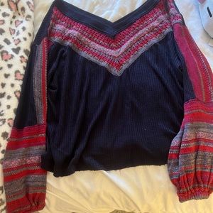 Free People Oversized V-Neck Sweater Sz Med